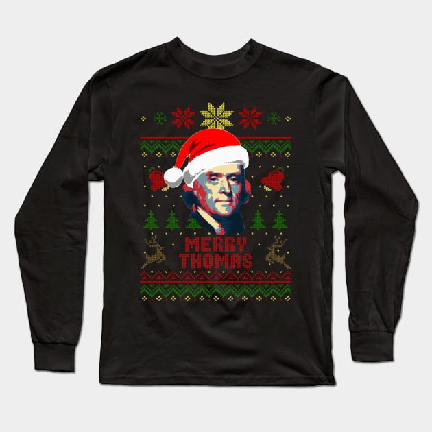 Thomas Jefferson Merry Thomas Long Sleeve T-Shirt by Nerd_art